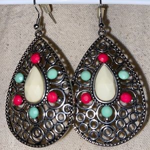 Paparazzi Earrings Silver Filigree with Accents